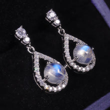 Load image into Gallery viewer, Dangle Earrings BALLET Natural Milky Blue Moonstone Crystal 925 Sterling Silver