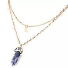 Load image into Gallery viewer, Crystal Stone Collarbone Necklace Hexagon Pendant with Moon Necklace