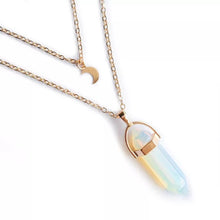 Load image into Gallery viewer, Crystal Stone Collarbone Necklace Hexagon Pendant with Moon Necklace
