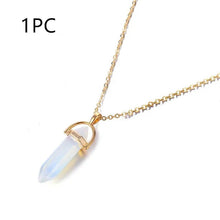 Load image into Gallery viewer, Crystal Stone Collarbone Necklace Hexagon Pendant with Moon Necklace