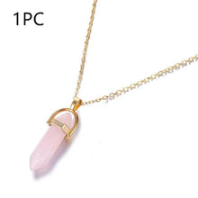 Load image into Gallery viewer, Crystal Stone Collarbone Necklace Hexagon Pendant with Moon Necklace