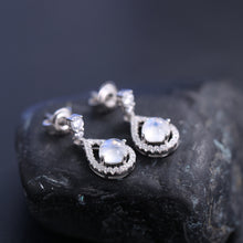 Load image into Gallery viewer, Dangle Earrings BALLET Natural Milky Blue Moonstone Crystal 925 Sterling Silver