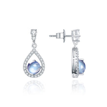Load image into Gallery viewer, Dangle Earrings BALLET Natural Milky Blue Moonstone Crystal 925 Sterling Silver