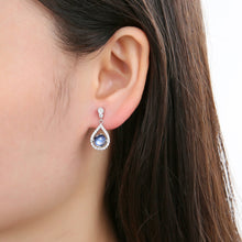 Load image into Gallery viewer, Dangle Earrings BALLET Natural Milky Blue Moonstone Crystal 925 Sterling Silver
