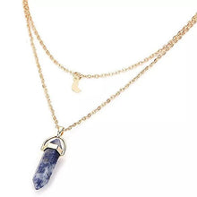 Load image into Gallery viewer, Crystal Stone Collarbone Necklace Hexagon Pendant with Moon Necklace
